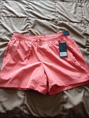 Mens Pink Rouge with Drawstring Swim/Active Shorts Size Large.